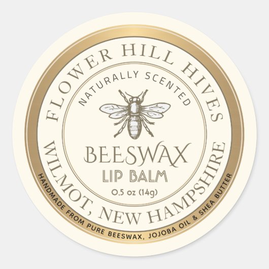 Mini Apiary Heraldic Bee Lip Balm of Candle Label (Voorkant)