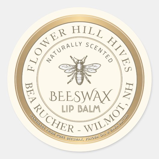 Mini Apiary Heraldic Bee Lip Balm ou Étiquette de (Devant)
