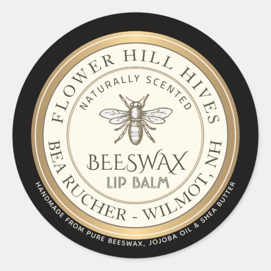 Mini Apiary Heraldic Bee Lip Balm ou Étiquette de  (Devant)