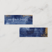 Mini Aquarelle en or Luxe Navy Carte de visite mince (Devant / Derrière)