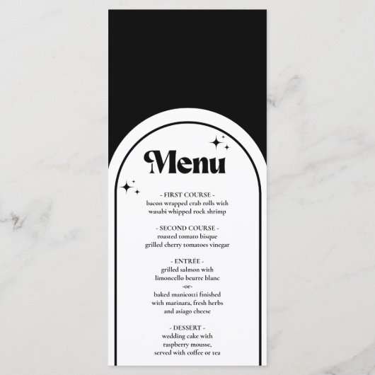 Mini Arc rétro - Menu Mariage noir et blanc (Dos)