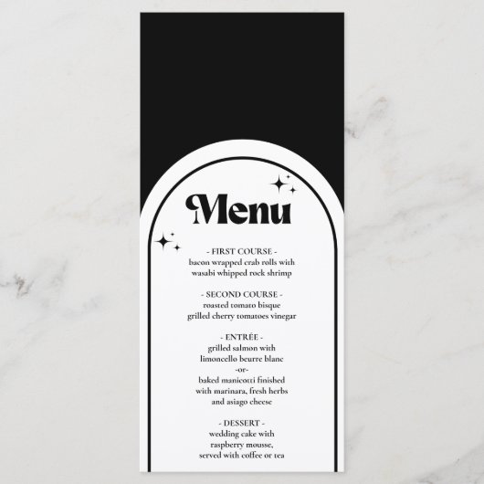 Mini Arc rétro - Menu Mariage noir et blanc (Devant)