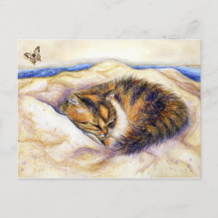 Mini Art Calico Cat Slaapend Briefkaart