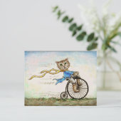 Mini Art Cat Bicycle OldFashioned Briefkaart (Staand voorkant)
