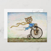 Mini Art Cat Bicycle Vieux Mode carte postale (Devant / Derrière)