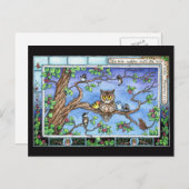 Mini Art Owl Birds Tree Quote Briefkaart (Voorkant / Achterkant)