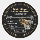Mini AU Honing Voeding Informatie Bee 350g Ronde Sticker (Voorkant)