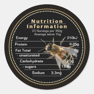 Mini AU Honing Voeding Informatie Bee 350g Ronde Sticker