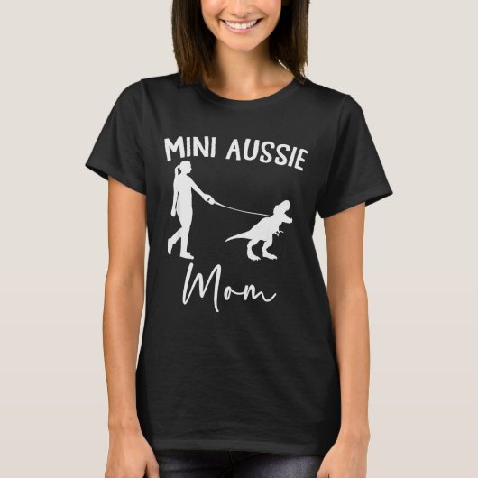 Mini Aussie Mom Australian Shepherd Dog Dinosaur W T-shirt (Voorkant)