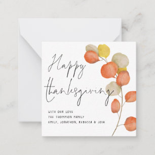MINI Autumn Leaves Script Happy Thanksgiving Card Notitiekaartje
