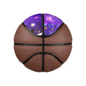 Mini Ballon De Basket Arrière - plan de feuille violet avec étoiles (Droite)