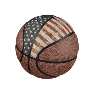Mini Ballon De Basket Basketball imprimé avec drapeau américain grunge