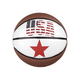 Mini Ballon De Basket Blanc rouge et bleu/USA/4 juillet