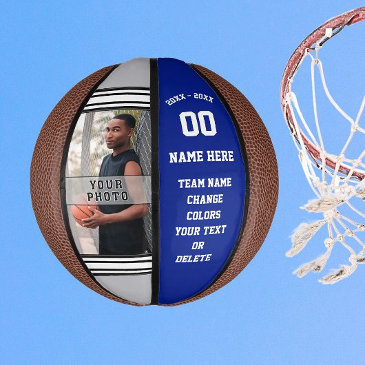 Mini Ballon De Basket Bleu royal, gris et blanc Petites boules de panier