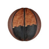 Mini Ballon De Basket Brown Noir Noir Faux Cowhide (Vertical)