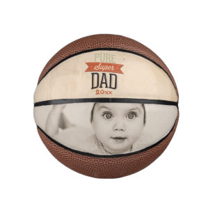 Mini Ballon De Basket Cadeau photo personnalisé Super Papa Fête des père