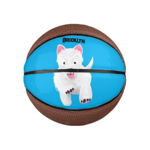 Mini Ballon De Basket Caricature blanche de terrier de l'ouest