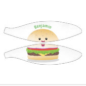 Mini Ballon De Basket Caricature de hamburger kawaii joyeux (Panneaux)