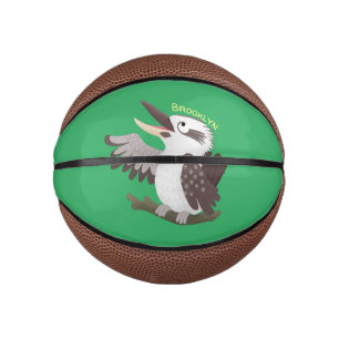Mini Ballon De Basket Caricature de kookaburra drôle et drôle