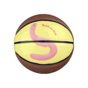 Mini Ballon De Basket Caricature de vers de terre rose joli
