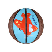Mini Ballon De Basket Caricature de vol d'avion rouge mignon (Vertical)