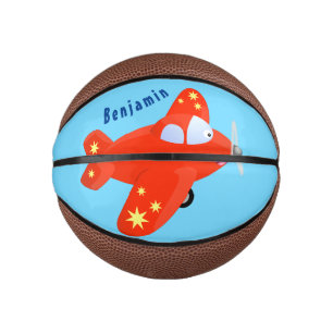 Mini Ballon De Basket Caricature de vol d'avion rouge mignon
