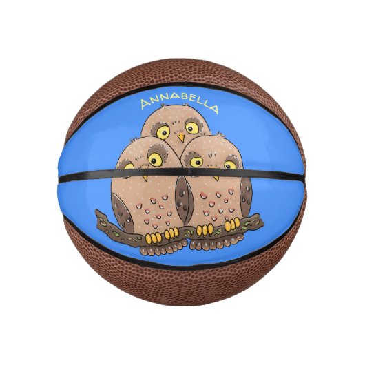 Mini Ballon De Basket Caricature en trio de chouette (Devant)