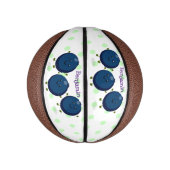 Mini Ballon De Basket Caricature mignonne de bleuets violets (Vertical)