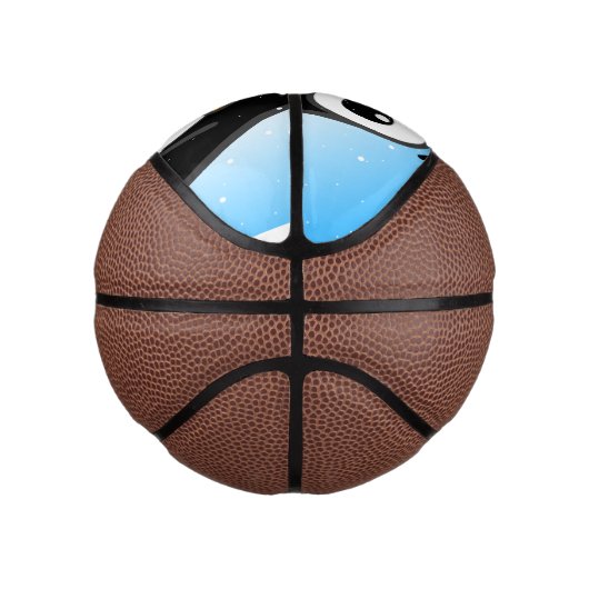 Mini Ballon De Basket Carton en pingouin mignon illustré bleu (Droite)