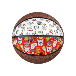 Mini Ballon De Basket Chats amusants, lait et magie.