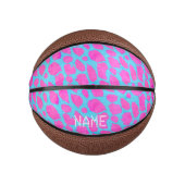 Mini Ballon De Basket Cheetah bleu rose florescent (Devant)