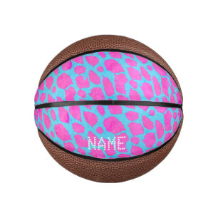 Mini Ballon De Basket Cheetah bleu rose florescent