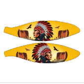 Mini Ballon De Basket Chef amérindien sur paysage sauvage coucher de sol (Panneaux)