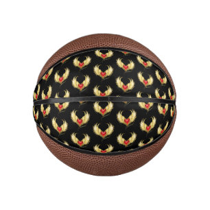Mini Ballon De Basket Coeur rouge avec ailes d'or