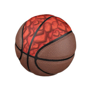 Mini Ballon De Basket Coeurs chatoyants rouge profond