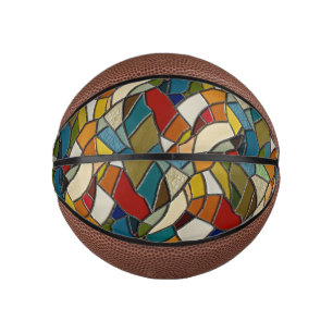 Mini Ballon De Basket Coloré Vitrage Mosaïque Abstraction