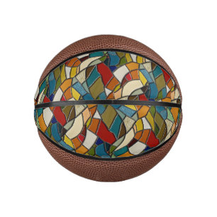 Mini Ballon De Basket Coloré Vitrage Mosaïque Abstraction