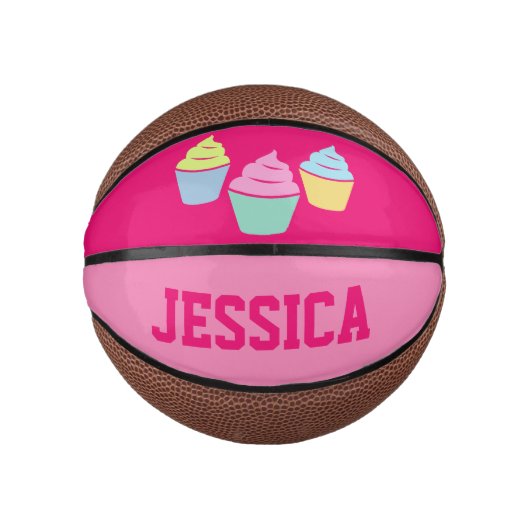 Mini Ballon De Basket Cousue cupcake rose petit basket pour fille (Devant)