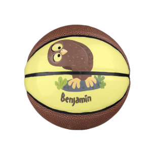 Mini Ballon De Basket Curieux et drôle dessin animé de chouette brune
