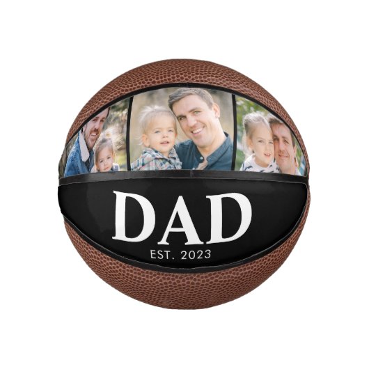 Mini Ballon De Basket Customizable Dad Established 3 Photo Fathers Day (Devant)
