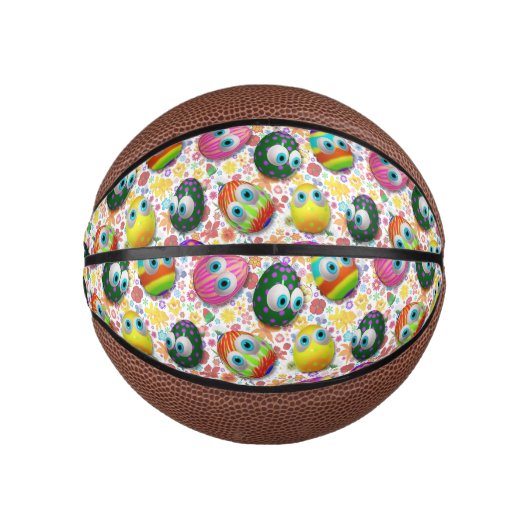 Mini Ballon De Basket Cute and Funny Easter Eggs Cartoon (Devant)
