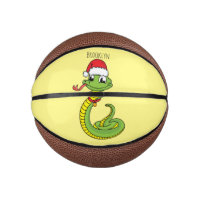 Cute serpent vert avec chapeau santa dessin animé