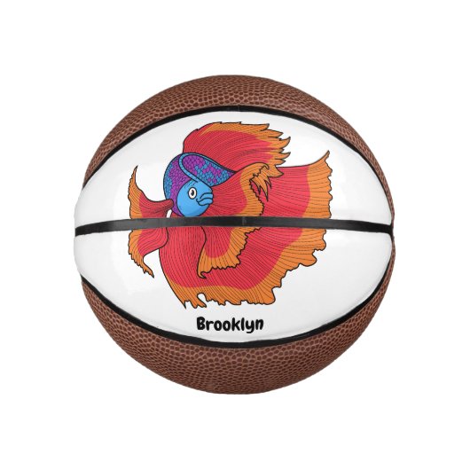 Mini Ballon De Basket Cute Siamese combat poisson betta dessin (Devant)