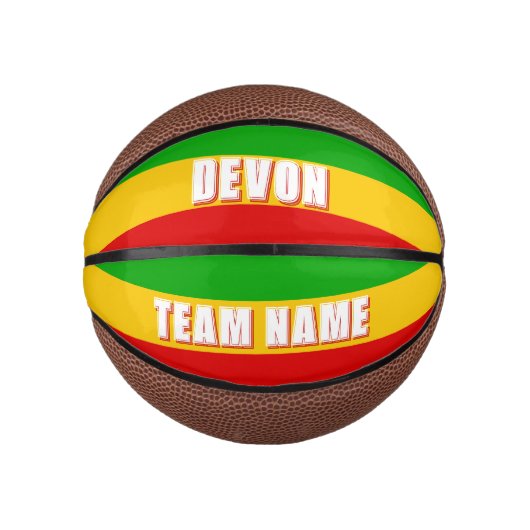 Mini Ballon De Basket Drapeau Rasta rayé (Devant)