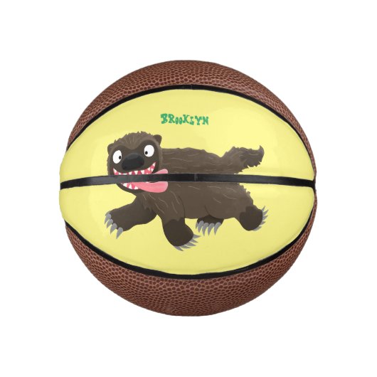 Mini Ballon De Basket Drôle animal avide de carcajou (Devant)