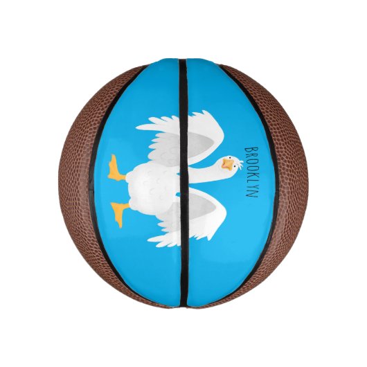 Mini Ballon De Basket Drôle curieuse dessin animé d'oie domestique (Vertical)