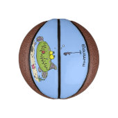 Mini Ballon De Basket Drôle gras affamé poisson vert dessin de pêche (Vertical)