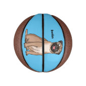 Mini Ballon De Basket Drôle joyeux dessin animé de chien de carlin (Vertical)