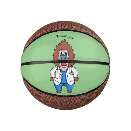 Mini Ballon De Basket Drôle manuel dessin d'un médecin (Devant)