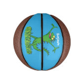 Mini Ballon De Basket Drôle vert souriant animé lézard d'iguane (Vertical)